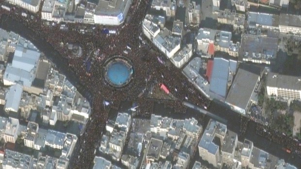 The funeral for Soleimani drew a crowd said by police to be in the millions in the Iranian capital, filling thoroughfares and side streets as far as the eye could see. 