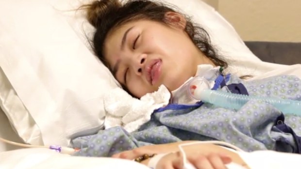 An 18-year-old girl has been left with severe brain damage after undergoing cosmetic surgery.