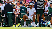 Nick Kyrgios argues with the chair umpire about a "drunk" fan during his Wimbledon men's final against Novak Djokovic.