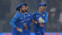 Afghanistan players celebrating against England.