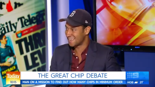Matt Okine says he's solved the question, of how many chips are in a serve of 'minimum chips'.