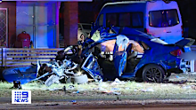 The wreckage of the car was seen after the Monterey crash on The Grand Parade just before 10pm on August 25.