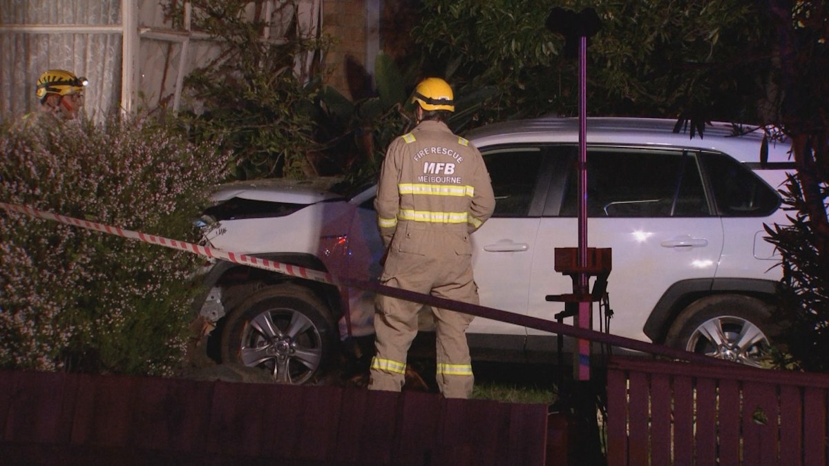 Stolen car smashes through house front wall in Melbourne | Nine.com.au