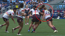 Brianna Clark's shoulder charge on Jess Sergis.