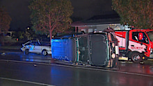 A driver has taken out several parked cars before flipping her own in an Adelaide street. 