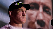 Paul Gallen at Monday's press conference ahead of his fight with Kris Terzievski. 