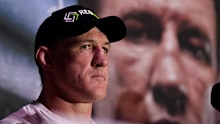 Paul Gallen at Monday's press conference ahead of his fight with Kris Terzievski. 