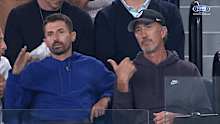 The coaching box of Jannik Sinner instruct him during his match against Stefanos Tsitsipas.