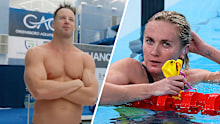 James Magnussen in the Enhanced Games, inset of Ariarne Titmus.