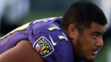 Daniel Faalele made his NFL debut for the Baltimore Ravens. 