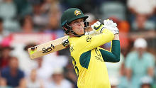CANBERRA, AUSTRALIA - FEBRUARY 06:  Jake Fraser-McGurk of Australia bats during game three of the Men's One Day International match between Australia and West Indies at Manuka Oval on February 06, 2024 in Canberra, Australia. (Photo by Matt King/Getty Images)