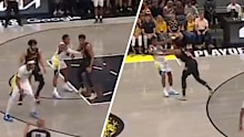 Bennedict Mathurin was ejected for his closed fist hit on De'Andre Hunter.