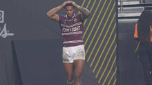 Manly star Jason Saab suffered a hamstring injury in Las Vegas. 