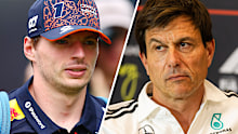Red Bull star Max Verstappen and Mercedes team principal Toto Wolff.
