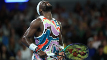 Frances Tiafoe reacts during a stunning fourth set. 