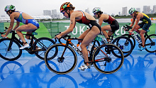 Female triathletes at the Tokyo Olympics.