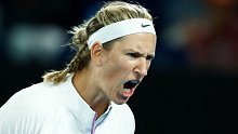 Victoria Azarenka during her match with Zhu Lin.