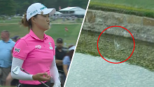 Minjee Lee's charge at the US Women's Open ended when she found the water at the par-3 12th hole in the final round.