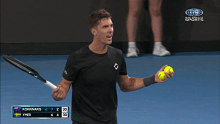 Thanasi Kokkinakis fires up at the chair umpire.