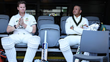 Steve Smith and Usman Khawaja during the first Test.