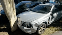 Police have charged three teenagers after they allegedly crashed a stolen car into multiple parked vehicles in Brisbane.