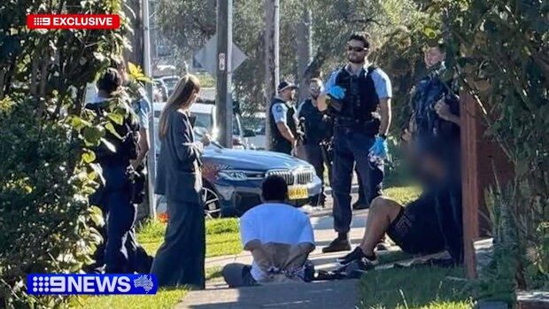 Exclusive pictures show of the moment Taskforce Falcon raid a home just hours after gangland violence erupted across Western Sydney yesterday.
