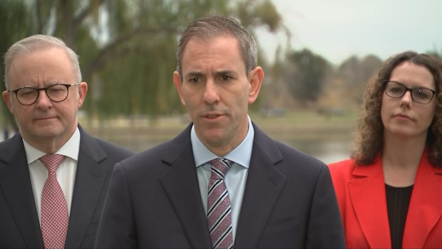 Treasurer Jim Chalmers speaking from Kingston, Canberra, this morning. 