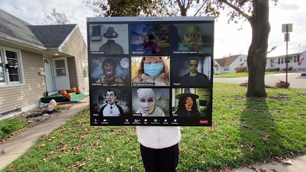 Dad makes "Zoom" Halloween costume