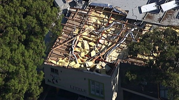 A childcare centre had its roof torn off in the storm.