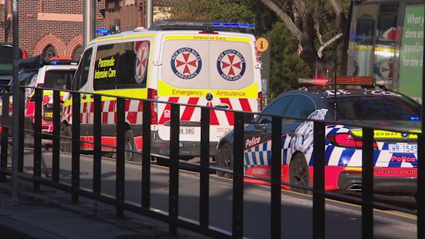 Emergency services rushed to Devonshire Street in Surry Hills before 1.30pm.