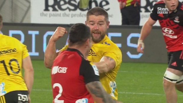 Dane Coles threatens Codie Taylor.