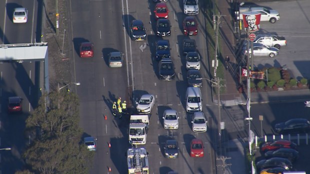 Major congestion is occurring in the area as commuters face hefty delays.