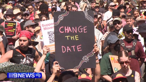 Invasion Day protesters far outweighed the number of attendees at the March for Australia in Melbourne.
