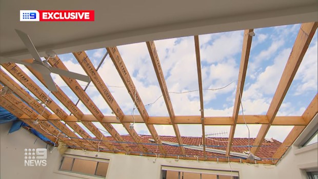 Roof from Dee Why resident's home ripped away during freak storm.