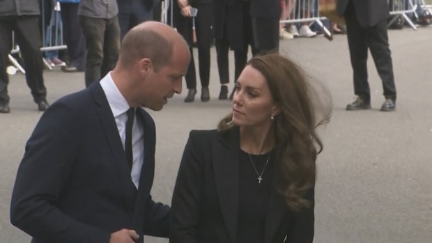 Prince William was seen comforting the Princess of Wales in a touching display of affection as the duo arrived at Sandringham to view tributes to late Queen Elizabeth II.