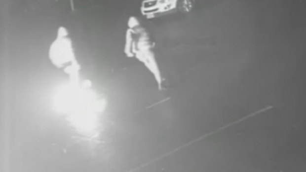 Security cameras have captured the moment a South Australian barber shop was caught up in a fire bomb attack.