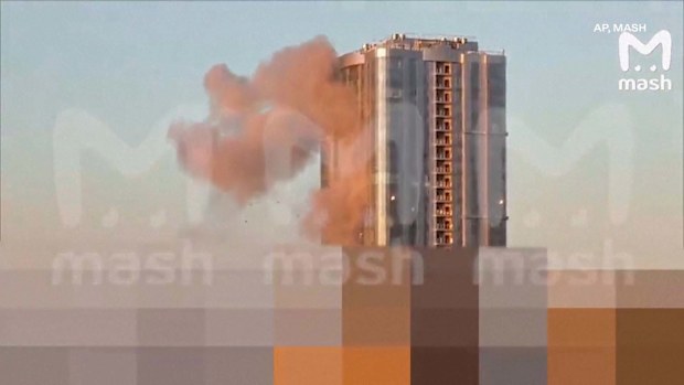 Video appears to show a drone crashing into a building in Saratov.