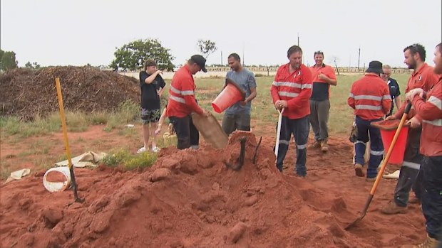 Sandbagging in Port Hedland, Western Australia.