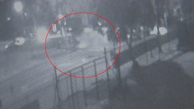 CCTV captured the first motorcyclist crashing. A second crashed moments later and was killed.