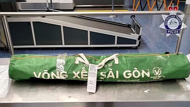 About 2.5kg of pure heroin was found in a camp bed a 70-year-old man brought into Australia.