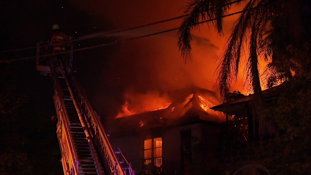 The inferno engulfed the $14 million home.