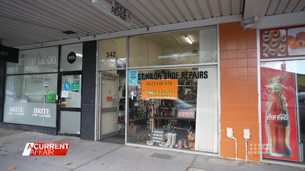 Cobbler Steve Duncan's shoe repair shop in Caulfield, Melbourne