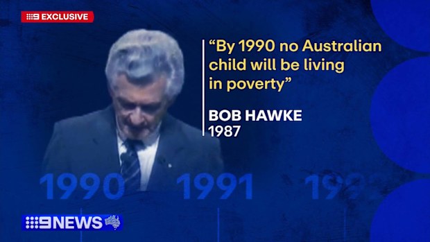 Two generations after then prime minister Bob Hawke's pledge that "by 1990 no Australian child will be living in poverty", the Australian Council of Social Services report says one in six children now face poverty hardships.