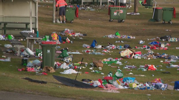 Rubbish seen at Bronte Beach on Boxing Day.