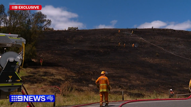 A large crop-spraying drone crashed into powerlines sparking a grass fire near Mount Compass in South Australia.