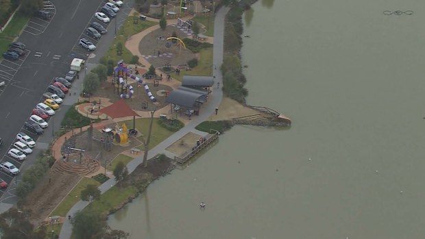 The three-year-old was found in Lake Neangar off Napier Street in Eaglehawk, in central Victoria, about 11.50am.
