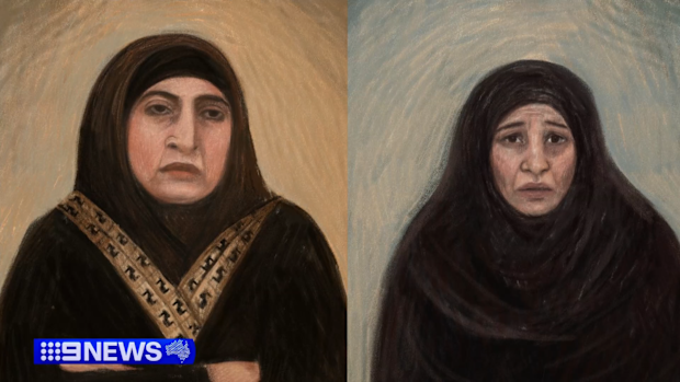 Court sketches depict Kawsar Ahmad, also known as Abbas, and Zeinab Ahmad during appearances at Melbourne Magistrates Court on May 8, 2026.