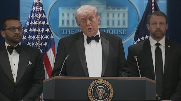 Donald Trump speaking after the dinner.