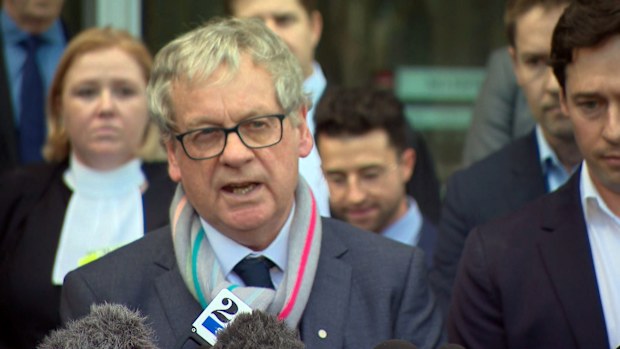 Chris Masters speaks outside court.
