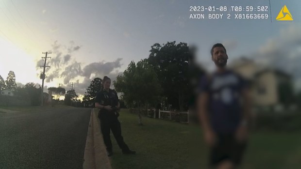 Queensland Police body-worn camera footage shows officers speaking with Joel Cauchi about his knife collection just 15 months before the Bondi Junction stabbing spree. 